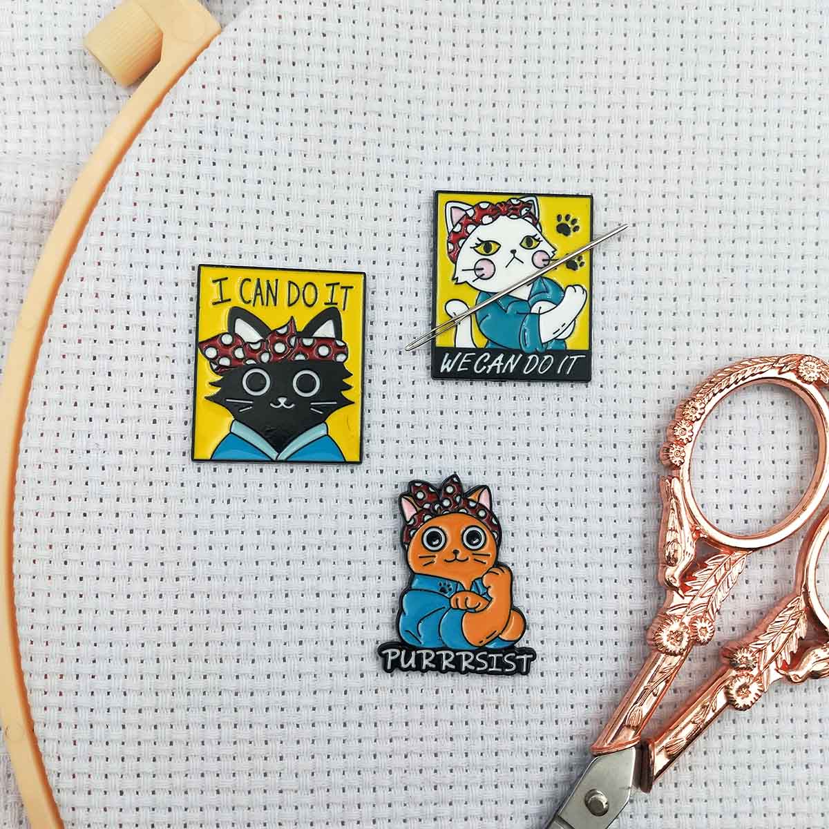 Needle Minder Magnet - 십자수 바늘꽂이 자석, 만화 스타일 고양이