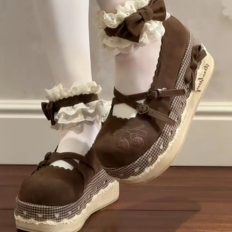 Embroidery Canvas - 로리타 하이힐 키높이 통굽 여성용 2026