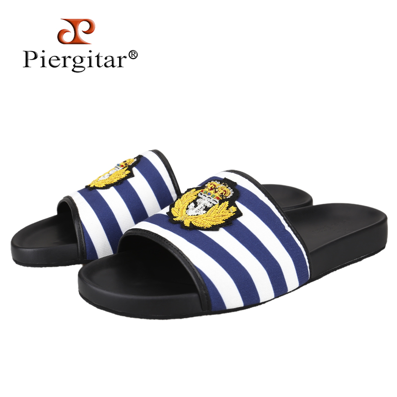 Embroidery Canvas - Piergitar 파란색과 흰색 체크 무늬 캔버스