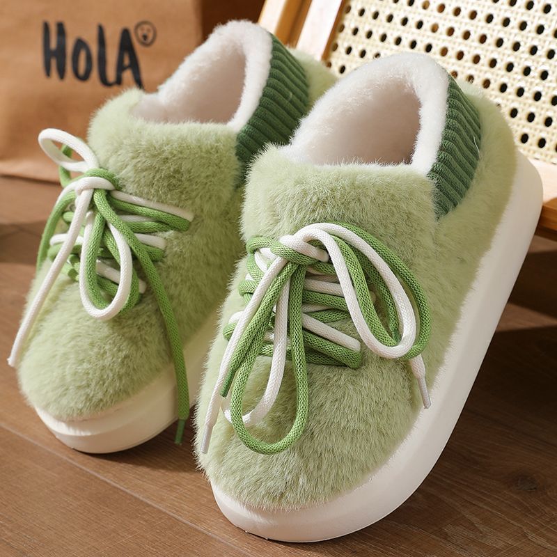 Embroidery Flat Shoes - 새로운 입체 풀랩 슬리퍼 홈 플러피