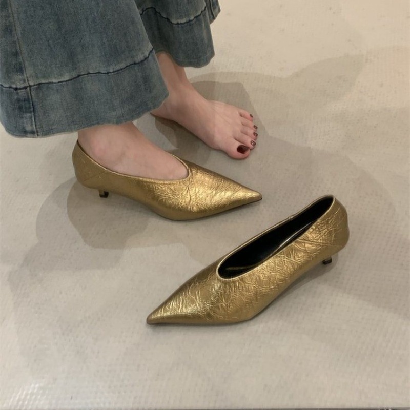 Embroidery Flat Shoes - 2025 가을 신상 출퇴근용 플랫힐 얕은