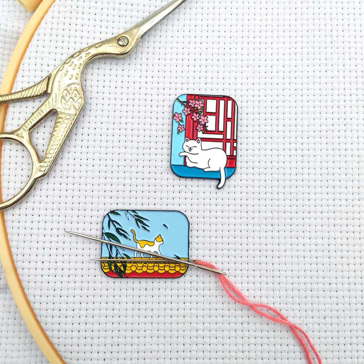 Needle Minder Magnet - 귀여운 고양이 자석 바늘꽂이, 십자수용, 고양이