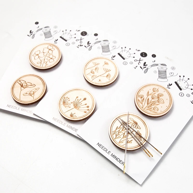 2Pcs 크로스 스티치 나무 바늘 Minder 라운드  - Needle Minder Magnet 리뷰 및 가격