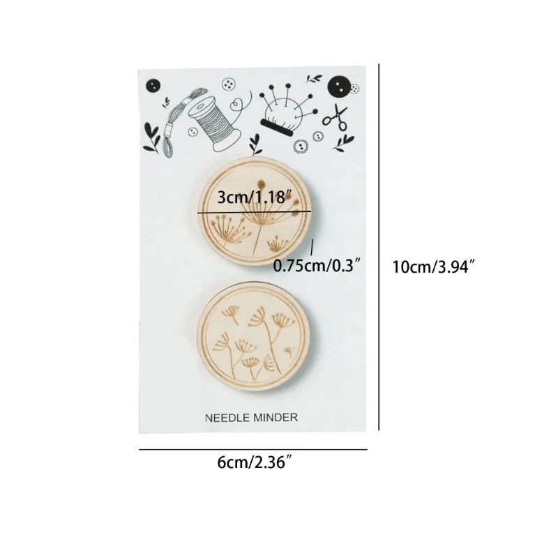 2Pcs 크로스 스티치 나무 바늘 Minder 라운드  - Needle Minder Magnet 리뷰 및 가격