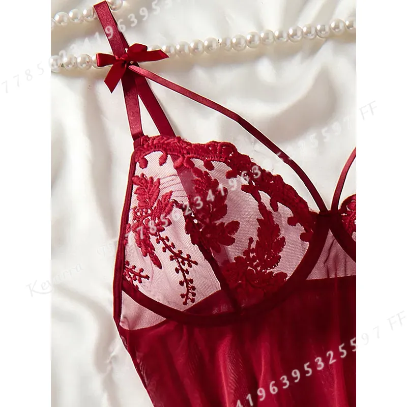 와인 레드 여성용 컨트리 스타일 밀 이삭 자수 반투명  - Embroidery Red 리뷰 및 가격
