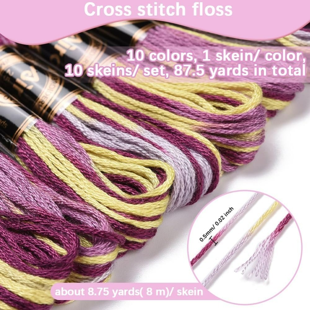 6 가닥 보라색 잡색 자수 치실 그라디언트 색상 크로스 - Embroidery Floss 리뷰 및 가격