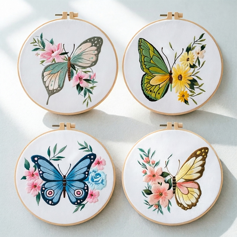 1개 20X20CM 7.87인치 자수 나비 키트, 초보 - Embroidery Needle 리뷰 및 가격