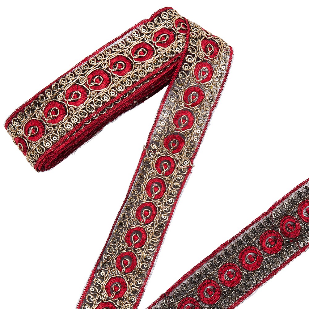 10야드 1.77인치 레드 자수 리본 메탈릭 글리터 스 - Embroidery Red 리뷰 및 가격