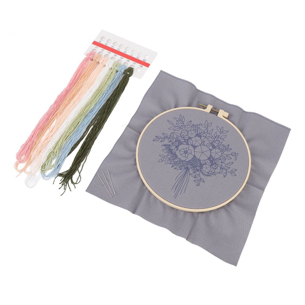 프린트 패턴 자수 스타터 키트 3D 꽃 디자인 컬러 실 - Embroidery Design Patterns Flowers 리뷰 및 가격