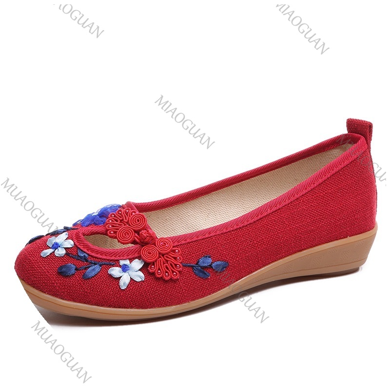 자수 여성 컴포트 웨지 플랫폼 슈즈 패션 리본 여성 하 - Embroidery Canvas 리뷰 및 가격