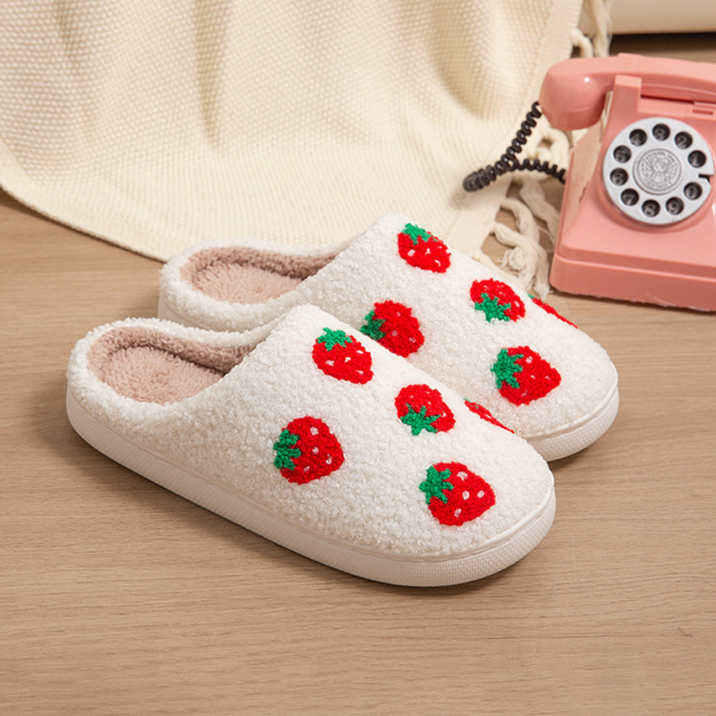 딸기 여성 슬리퍼 하우스 플랫 겨울 디자이너 여성 신발 - Embroidery Flat Shoes 리뷰 및 가격