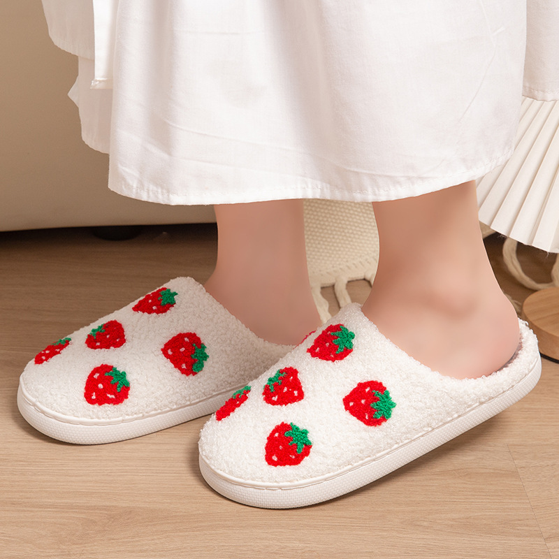 딸기 여성 슬리퍼 하우스 플랫 겨울 디자이너 여성 신발 - Embroidery Flat Shoes 리뷰 및 가격